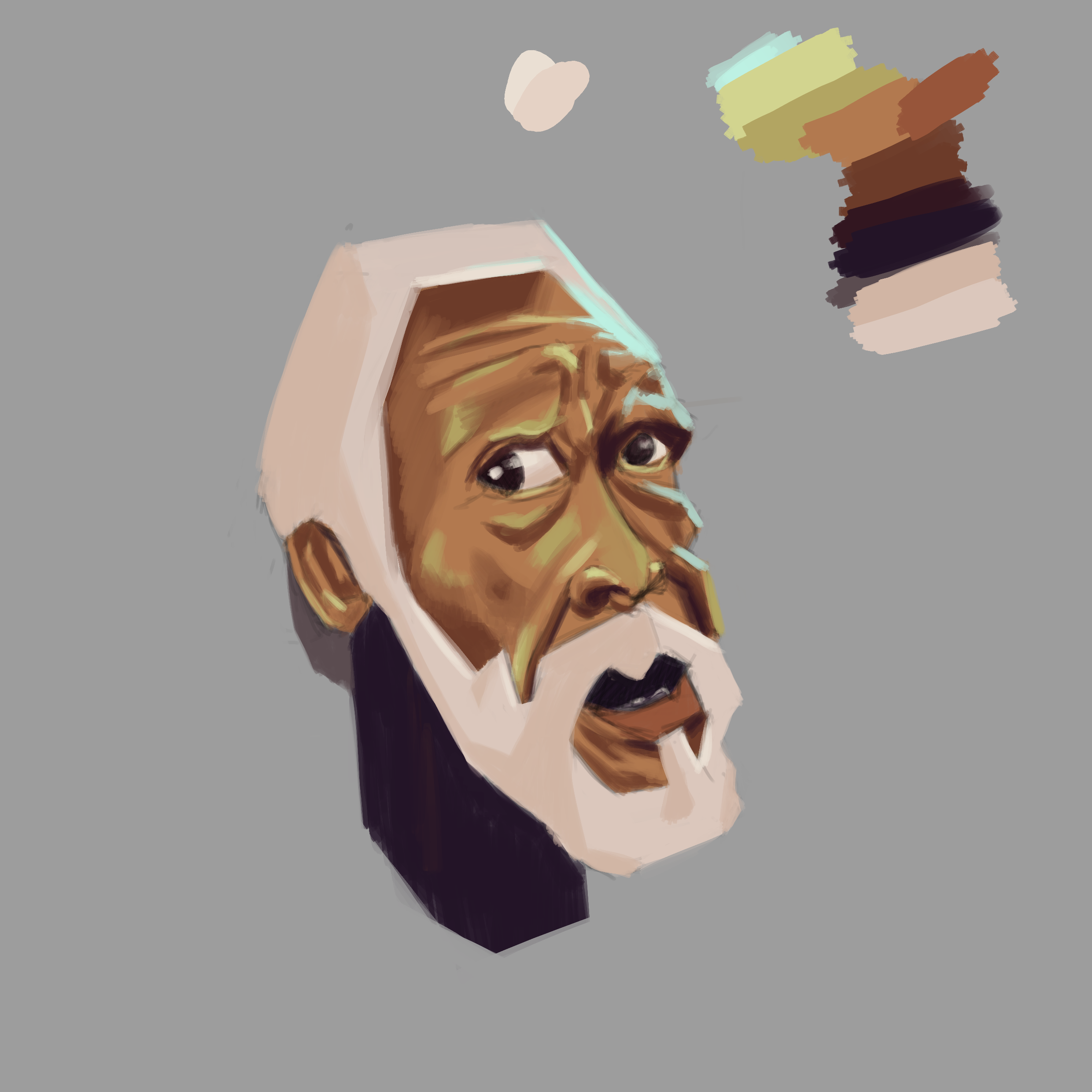 Bust painting of an old man