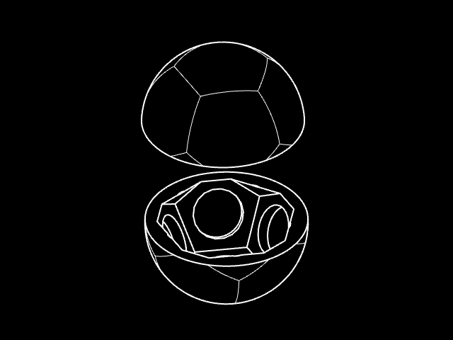 Two half-spheres with little holes for magnets