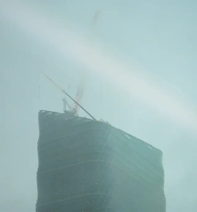 Again the same building, but this time mostly ocluded by morning fog.